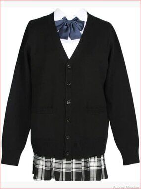 V Neck Cardigan Sweater Coat with Pockets School Uniform Layer